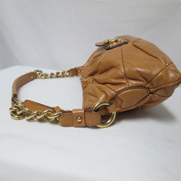 Marc Jacobs Camila camel Leather quilted patchwork shoulder bag purse Italy zip - Picture 7 of 14